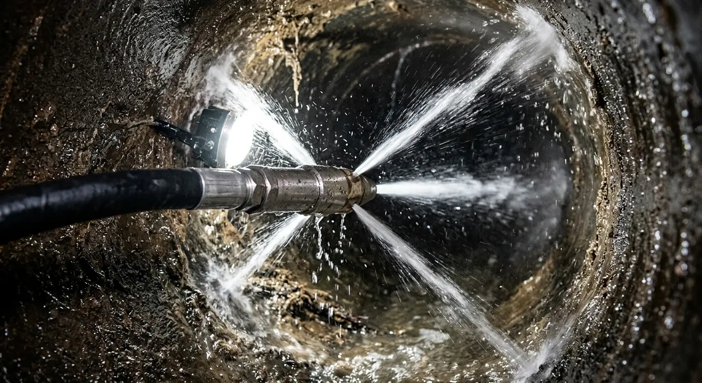 High-pressure hydro jetting nozzle cleaning sewer pipe for Storm Drain Cleaning in Abbeville